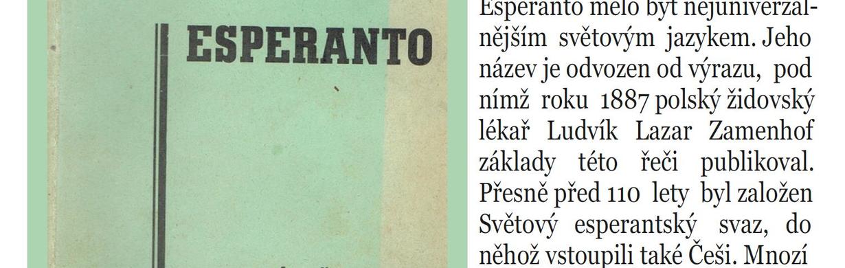 O MEZINÁRODNÍM JAZYKU ESPERANTO A NÁCHODSKÝCH ESPERANTISTECH