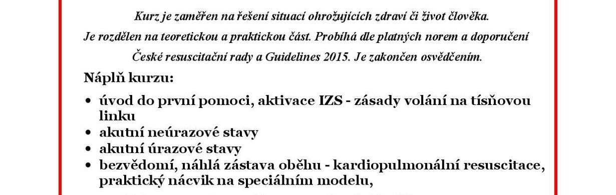Kurz první pomoci a resuscitace