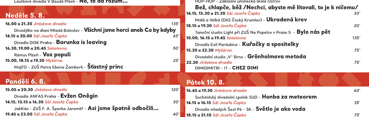 Hlavní program 88. Jiráskův Hronov