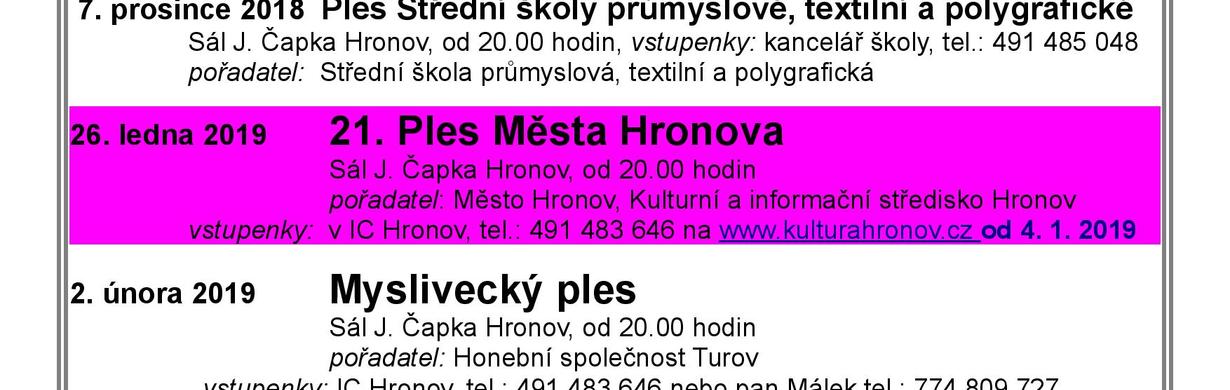 Hronovská plesová sezóna 2018/2019