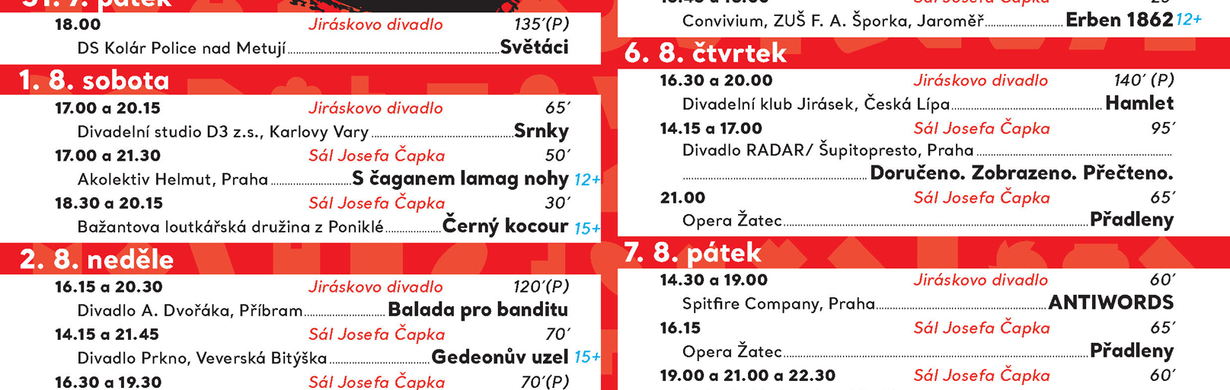 Jiráskův Hronov 90. ročník - Hlavní program