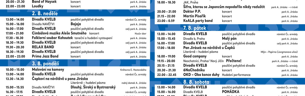 Jiráskův Hronov 90. ročník - Doprovodný program