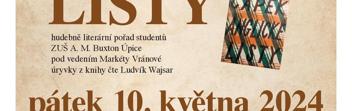Hudebně literární pořad ANGLICKÉ LISTY