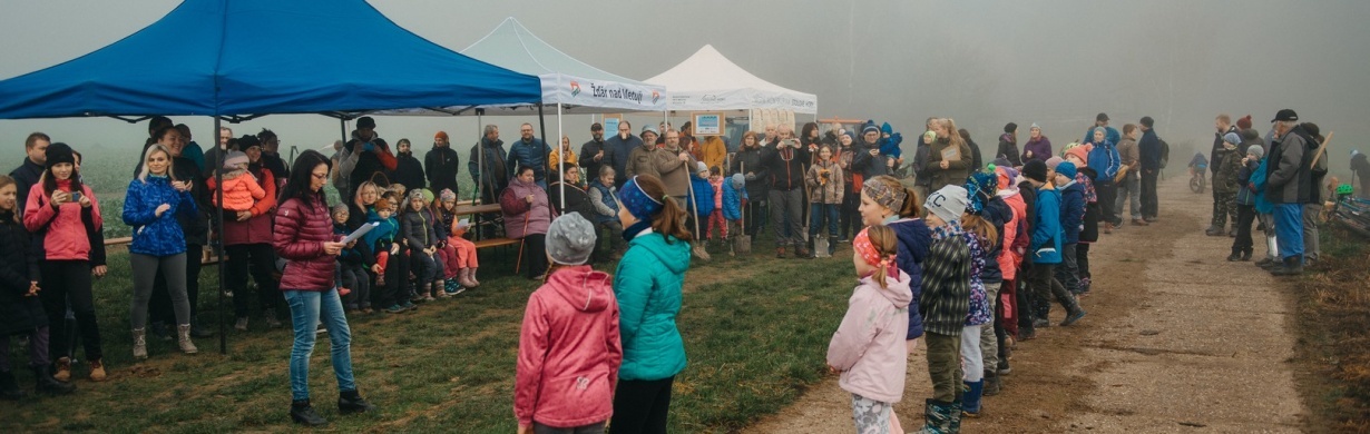 Při sobotní akci pod Ostašem místní dobrovolníci vysázeli ovocnou alej