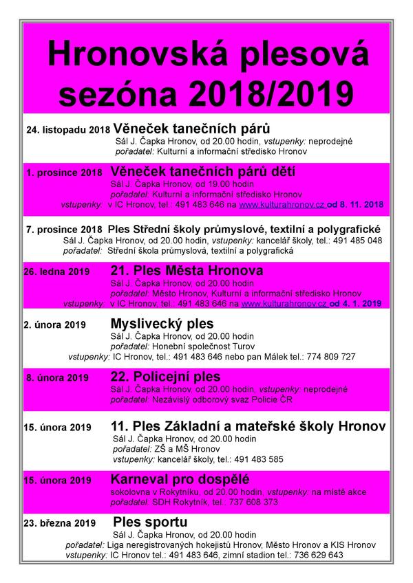 Hronovská plesová sezóna 2018/2019