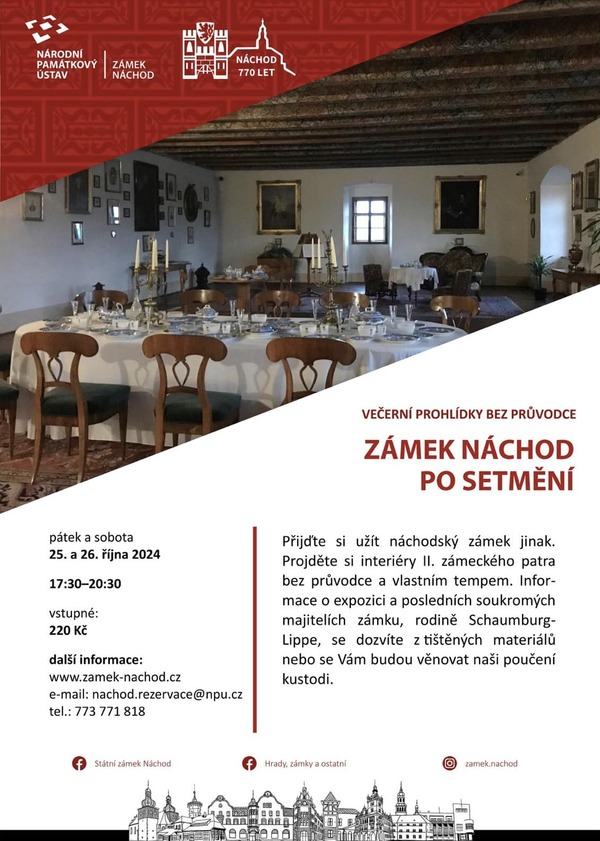 Zámek Náchod po setmění