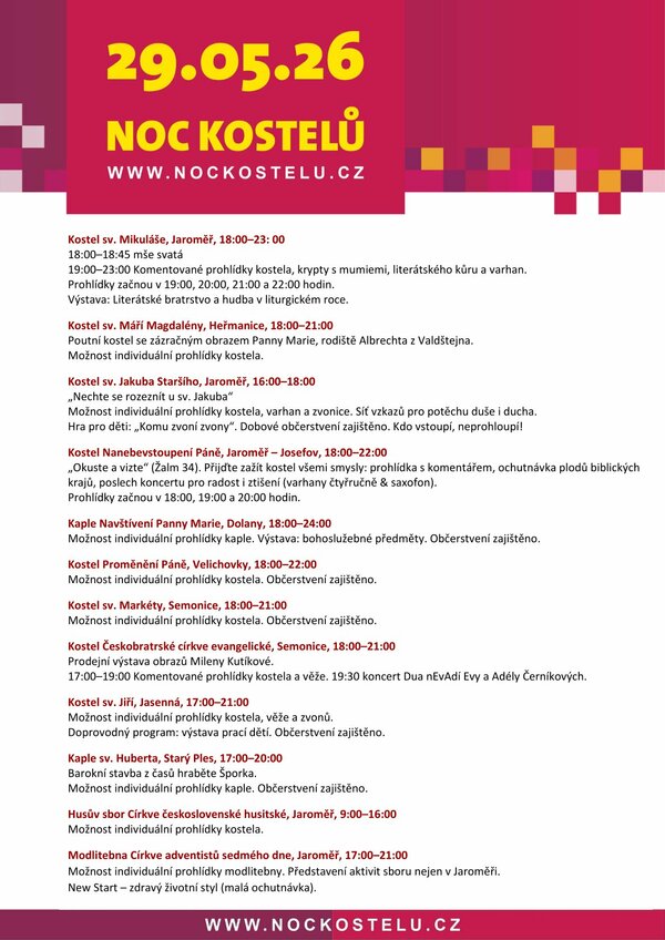 Noc kostelů 2026