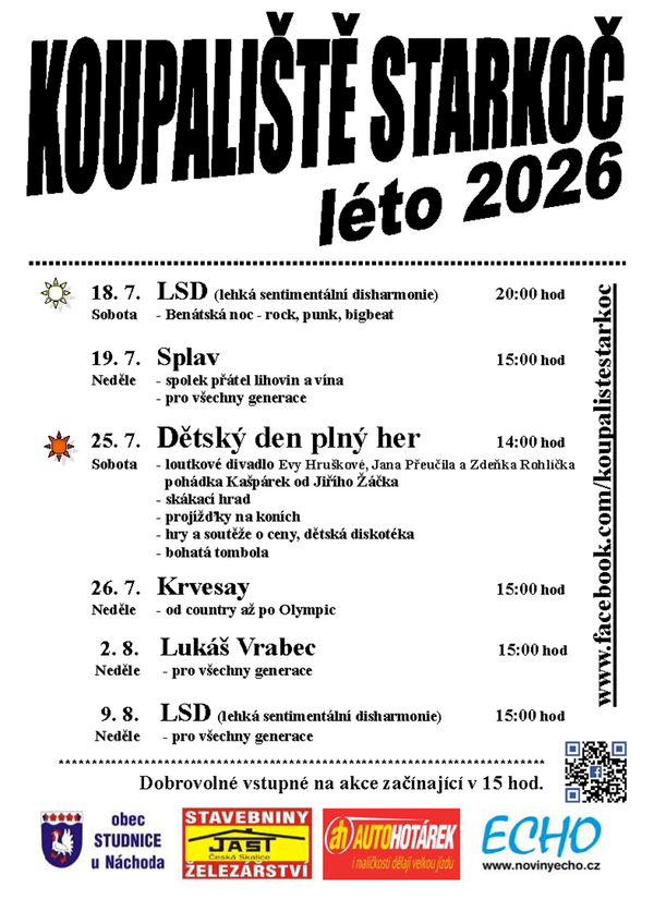Koupaliště Starkoč - Léto 2026